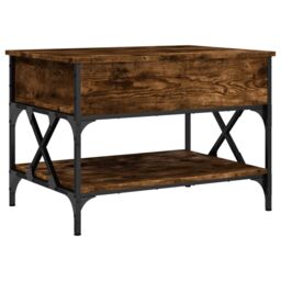 Berkfield Home Coffee Table Smoked Oak 70x50x50 cm Engineered Wood & Metal in Brown - Size: 70 x 50 x 50 cm - thumbnail 2