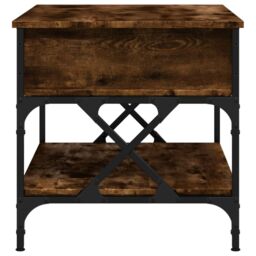 Berkfield Home Coffee Table Smoked Oak 70x50x50 cm Engineered Wood & Metal in Brown - Size: 70 x 50 x 50 cm - thumbnail 6