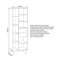 Seconique Tessa 1 Door 2 Drawer Bookcase Unit in Natural - thumbnail 9