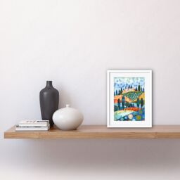 "Artery8 Wall Art Print Italian Abstract Landscape Folk Artwork Framed 9X7 Inch in White - Size: W7"" x H9""" - thumbnail 2