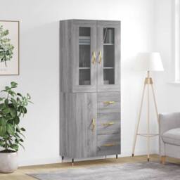 Berkfield Home Highboard Grey Sonoma 69.5x34x180 cm Engineered Wood - thumbnail 2