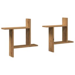 Berkfield Home Wall Shelves 2 pcs Artisian Oak 50x12x50 cm Engineered Wood in Brown - Size: 50 x 12 x 50 cm - thumbnail 2