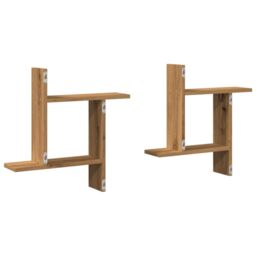 Berkfield Home Wall Shelves 2 pcs Artisian Oak 50x12x50 cm Engineered Wood in Brown - Size: 50 x 12 x 50 cm - thumbnail 6