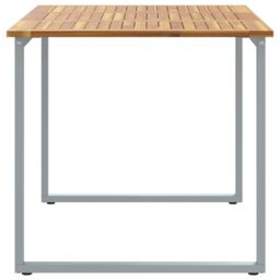 Berkfield Home Outdoor Dining Table Grey 140x80x75 cm Steel&Solid Wood Acacia - Size: 140 x 80 x 75 cm - thumbnail 6
