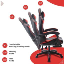 FORGEVIO Gaming Massage Chair, Computer Seat Red Black with Footrest - thumbnail 3