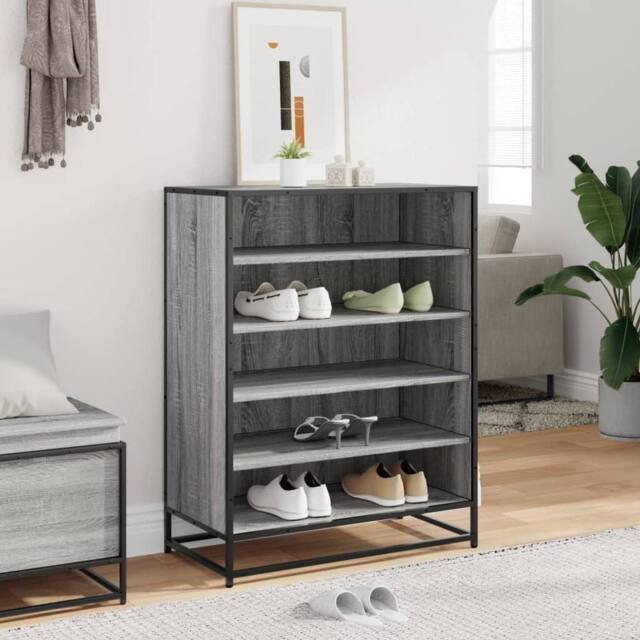 Berkfield Home Shoe Cabinet Grey Sonoma 75x38x97.5 cm Engineered Wood & Metal - image 1