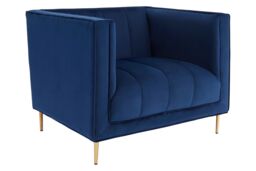 Orsina Glamorous Pink Armchair, Plush Velvet Upholstered Seat, Sofa Couch For Patio, Mid-century Modern Armchair in Blue - thumbnail 3