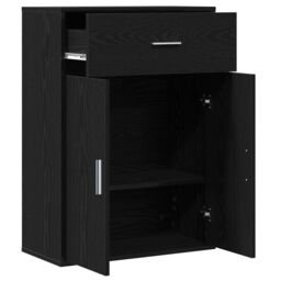 Berkfield Home Sideboard with Drawer with Shelf with Storage with Door Black oak Engineered wood - thumbnail 5