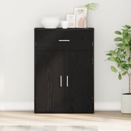 Berkfield Home Sideboard with Drawer with Shelf with Storage with Door Black oak Engineered wood - thumbnail 1