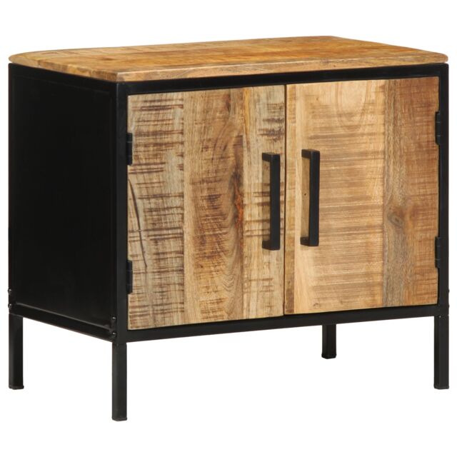 Berkfield Home Bedside Cabinet 50x30x45 cm Solid Wood Rough Mango in Brown - Size: 50 x 30 x 45 cm - image 1