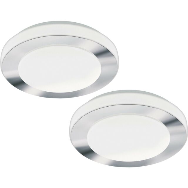 Loops 2 PACK Wall Flush Ceiling Light Colour White Chrome Shade White Plastic LED 11W - image 1