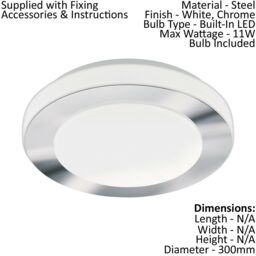 Loops 2 PACK Wall Flush Ceiling Light Colour White Chrome Shade White Plastic LED 11W - thumbnail 2