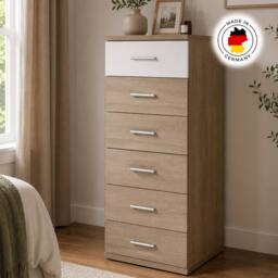 KDMD Gamma Oak & White Narrow Chest of Drawers in Brown - thumbnail 3