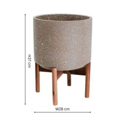 Ivyline Valetta Caramel Speckled Planter with Stand H37cm D28cm in Light Beige - thumbnail 4