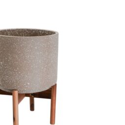 Ivyline Valetta Caramel Speckled Planter with Stand H37cm D28cm in Light Beige - thumbnail 3