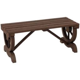 OUTSUNNY Wooden Wheel Bench Rustic Outdoor Patio Garden Seat 2-Person in Brown - thumbnail 2