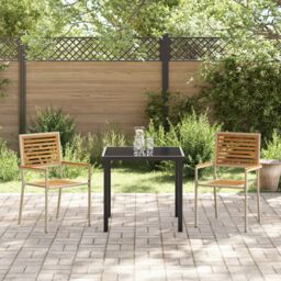 Berkfield Home Stacking Garden Chairs - Set of 2 in Beige Poly Rattan - thumbnail 3