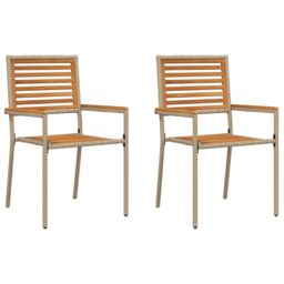 Berkfield Home Stacking Garden Chairs - Set of 2 in Beige Poly Rattan - thumbnail 2