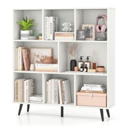 Gymax 8-Cube Bookcase Mid Century Modern Storage Organizer in White - thumbnail 1