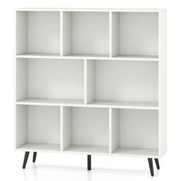 Gymax 8-Cube Bookcase Mid Century Modern Storage Organizer in White - thumbnail 2