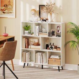 Gymax 8-Cube Bookcase Mid Century Modern Storage Organizer in White - thumbnail 7