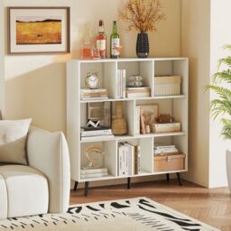 Gymax 8-Cube Bookcase Mid Century Modern Storage Organizer in White - thumbnail 8