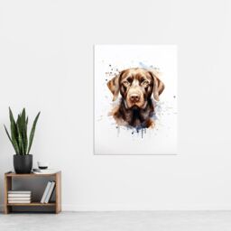 "Artery8 Wall Art Print Chocolate Labrador Retriever Lovers Gift Watercolour Pet Portrait Painting Artwork Poster - Size: W18"" x H24""" - thumbnail 4