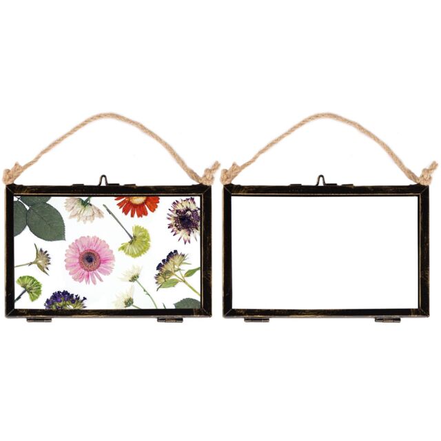 "Nicola Spring 2x Hanging Metal Photo Frames - 6"" x 4"" - Black - Picture Frame Wall Mounted Frame with Rope" - image 1