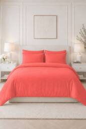 Pamposh 400 Thread Count Coral Cotton Sateen Duvet Cover Sets - Size: Super King - thumbnail 2