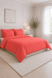 Pamposh 400 Thread Count Coral Cotton Sateen Duvet Cover Sets - Size: Super King - thumbnail 3