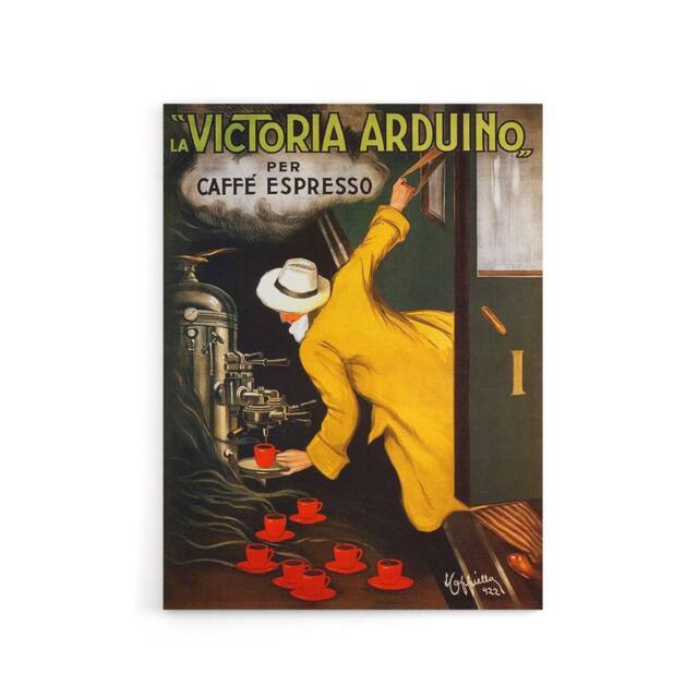 "Artery8 Cappiello Coffee Victoria Arduino French Ad Canvas Wall Art Print in Yellow - Size: W18"" x H24""" - image 1