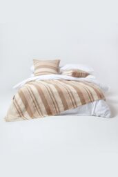 Homescapes Cotton Morocco Striped Throw in Beige - Size: 255 cm x 360 cm - thumbnail 3