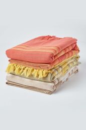 Homescapes Cotton Morocco Striped Throw in Beige - Size: 255 cm x 360 cm - thumbnail 6