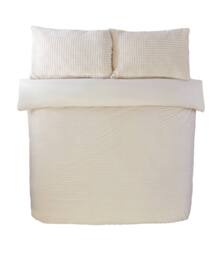 Rapport Home Luxury Waffle Teddy Polyester Fleece Duvet Cover Set with Pillowcase in Natural - Size: Double - thumbnail 3