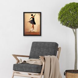 Artery8 Graceful Ballet Dancer In Black Dress Artwork Framed Wall Art Print A4 - thumbnail 2