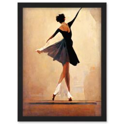 Artery8 Graceful Ballet Dancer In Black Dress Artwork Framed Wall Art Print A4 - thumbnail 1