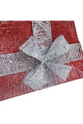 Living and Home Red Shiny Sequins Christmas Tree Skirt with LED Light Xmas Tree Square Stand Base, 33cm L x 33cm W (Top) - Size: 33 cm L x 33 cm W - thumbnail 5