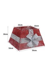 Living and Home Red Shiny Sequins Christmas Tree Skirt with LED Light Xmas Tree Square Stand Base, 33cm L x 33cm W (Top) - Size: 33 cm L x 33 cm W - thumbnail 6