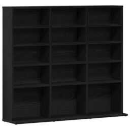 Berkfield Home CD Cabinet Black Oak 100x23x89.5 cm Engineered Wood - thumbnail 2