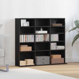 Berkfield Home CD Cabinet Black Oak 100x23x89.5 cm Engineered Wood - thumbnail 3
