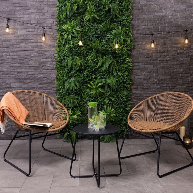 Charles Bentley Zanzibar Tea for Two Bistro Set Natural Cafe 2 Chairs & Table - image 1