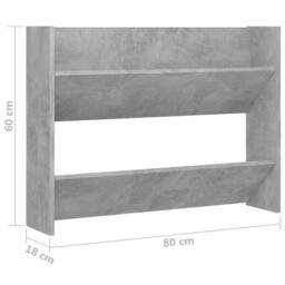 Berkfield Home Wall Shoe Cabinet Concrete Grey 80x18x60 cm Engineered Wood - Size: 80 x 18 x 60 cm - thumbnail 6