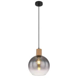 Netlighting Moitas Dome Pendant Ceiling Light Matt Black Smoke Glass Shade 1x E27 - thumbnail 1