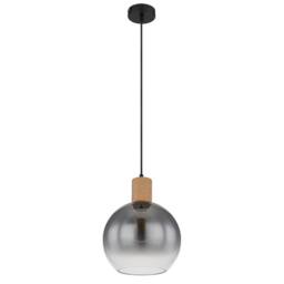 Netlighting Moitas Dome Pendant Ceiling Light Matt Black Smoke Glass Shade 1x E27 - thumbnail 2