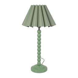 ValueLights Bobbins Sage Green Table Lamp with Scallop Tapered Lamp Shade & LED Bulb in Pale Green - thumbnail 2