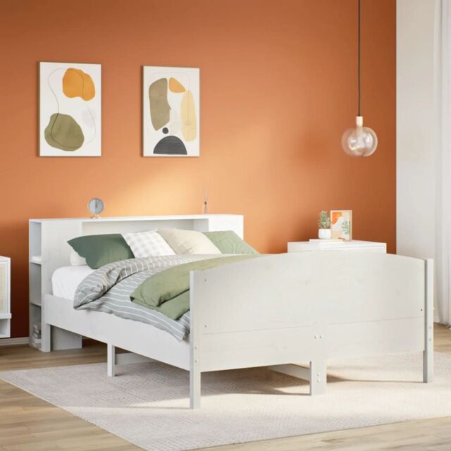 Berkfield Home Bookcase Bed without Mattress White 135x190cm Solid Wood Pine - Size: 135x190 cm - image 1
