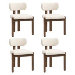 BTM Set of 2/4/6 Solid Wood Dining Chairs with Bouclé, Walnut in Brown - Size: 2 Pack - thumbnail 8