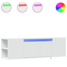 Berkfield Home TV Wall Cabinet with LED Lights White 135x31x39.5 cm - thumbnail 1