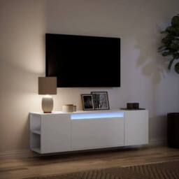 Berkfield Home TV Wall Cabinet with LED Lights White 135x31x39.5 cm - thumbnail 5