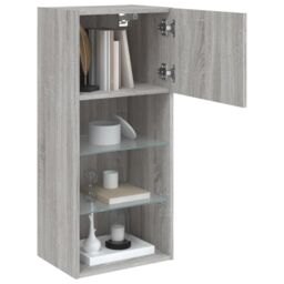 Berkfield Home TV Cabinets with LED Lights 2 pcs Grey Sonoma 40.5x30x90 cm - thumbnail 5